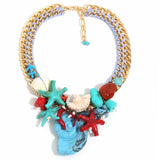 Handmade Boho Beads Conch & Starfish Necklace