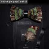 Green Handmade Colorful Brooch Feather Bowtie