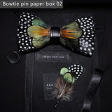Green Handmade Colorful Brooch Feather Bowtie