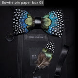 Blue Green Handmade Colorful Brooch Feather Bowtie