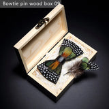 Green Handmade Colorful Brooch Feather Bowtie