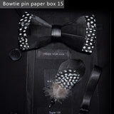 Black Handmade Colorful Brooch Feather Bowtie