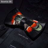 Orange Black Handmade Colorful Brooch Feather Bowtie