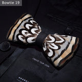 Brown Handmade Colorful Brooch Feather Bowtie