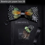 Green Handmade Colorful Brooch Feather Bowtie