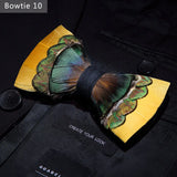 Yellow Handmade Colorful Brooch Feather Bowtie