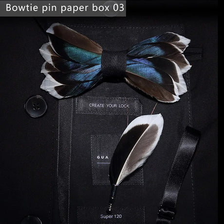 Handmade Colorful Brooch Feather Bowtie