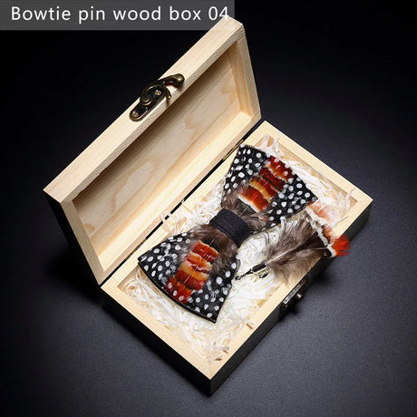 Handmade Colorful Brooch Feather Bowtie