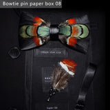 Black Green Handmade Colorful Brooch Feather Bowtie