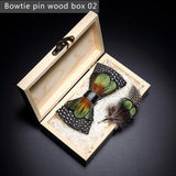 Green Handmade Colorful Brooch Feather Bowtie