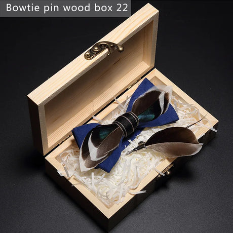 Blue Handmade Colorful Brooch Feather Bowtie