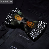 Handmade Colorful Brooch Feather Bowtie