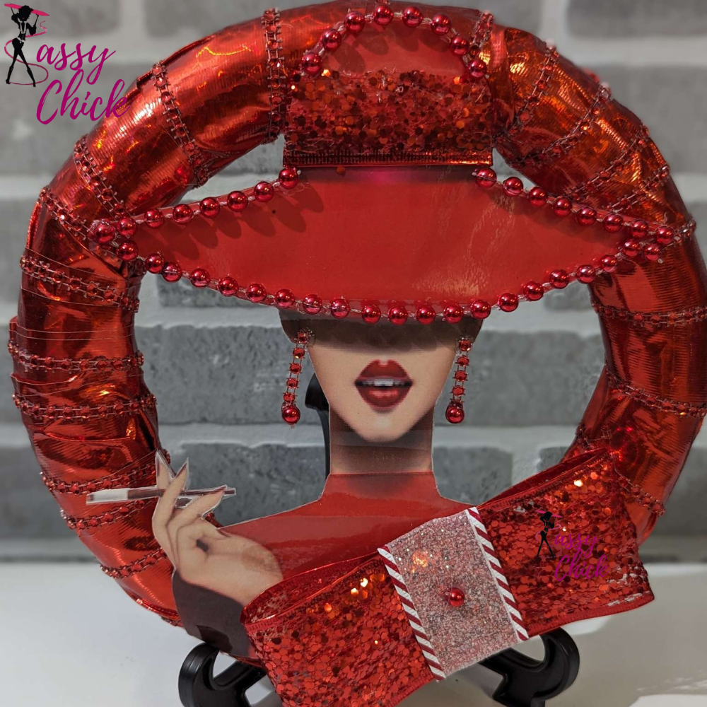 Lady Red Wreath Sassy Chick Logo