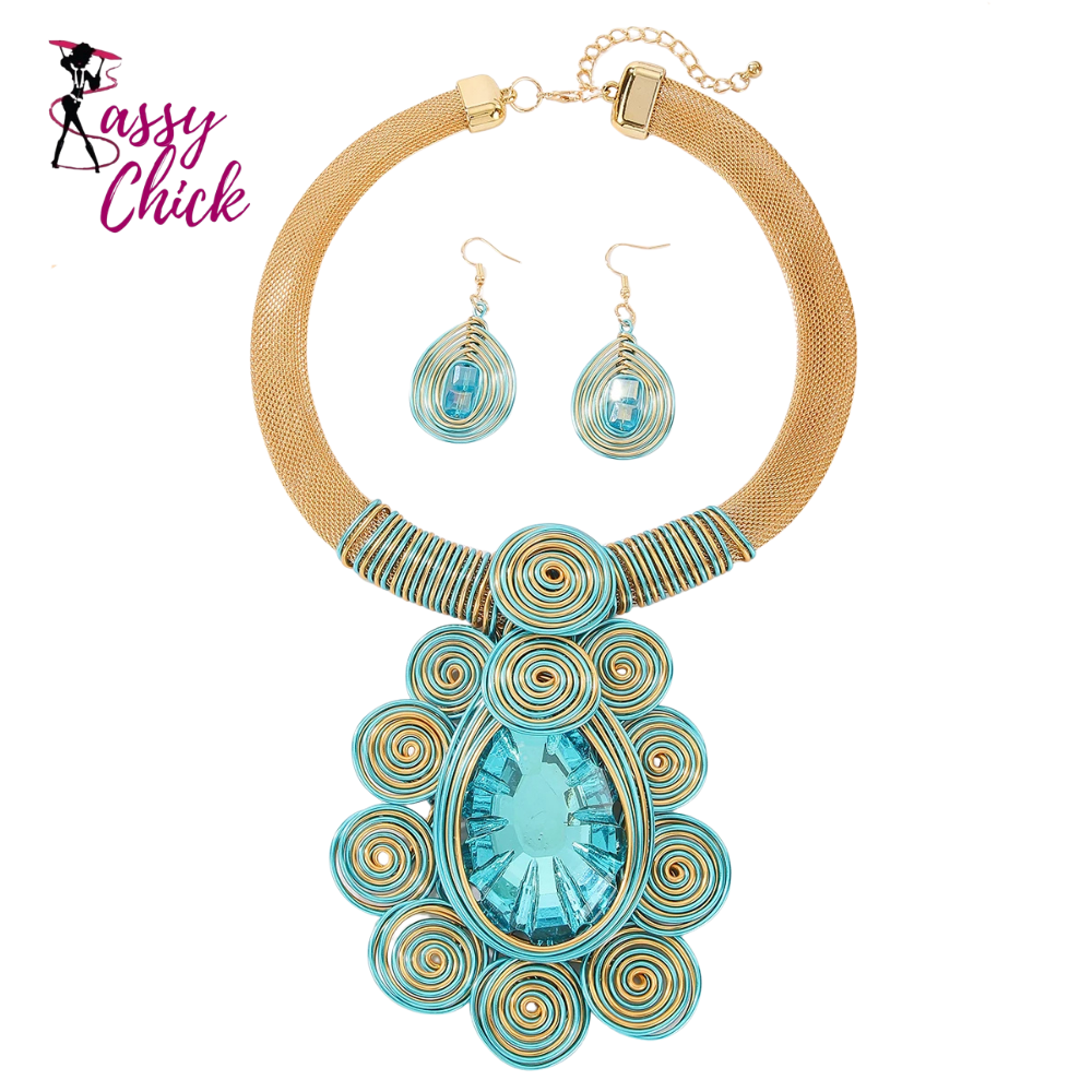 Handmade Large Water Drop Crystal Aluminum Jewelry Sassy Chick Logo