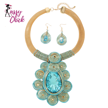 Handmade Large Water Drop Crystal Aluminum Jewelry Sassy Chick Logo