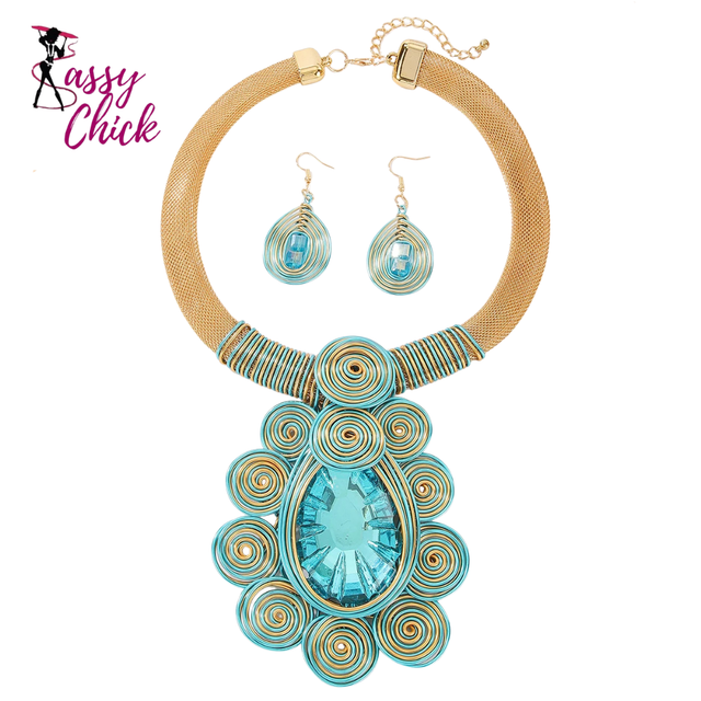 Handmade Large Water Drop Crystal Aluminum Jewelry Sassy Chick Logo