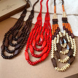 Collection of Handmade Multi Layer Round Wooden Beaded Necklaces