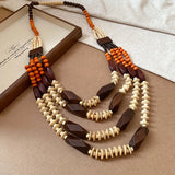 Handmade Multi Layer Round Wooden Beaded Necklaces
