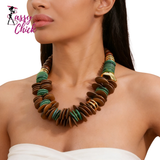 Handmade Retro Wood & Acrylic Stitching Necklace Sassy Chick Logo