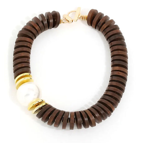 Handmade Statement Retro Necklace Wood Beads  Jewelry