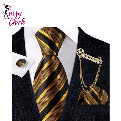 Hanky Cufflink Brooch Jacquard Silk Tie Sassy Chick Logo