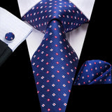 blue red white dot square pattern necktie set