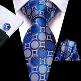 blue white circle pattern necktie set