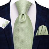 light green square pattern necktie set