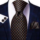 black gold square pattern necktie set