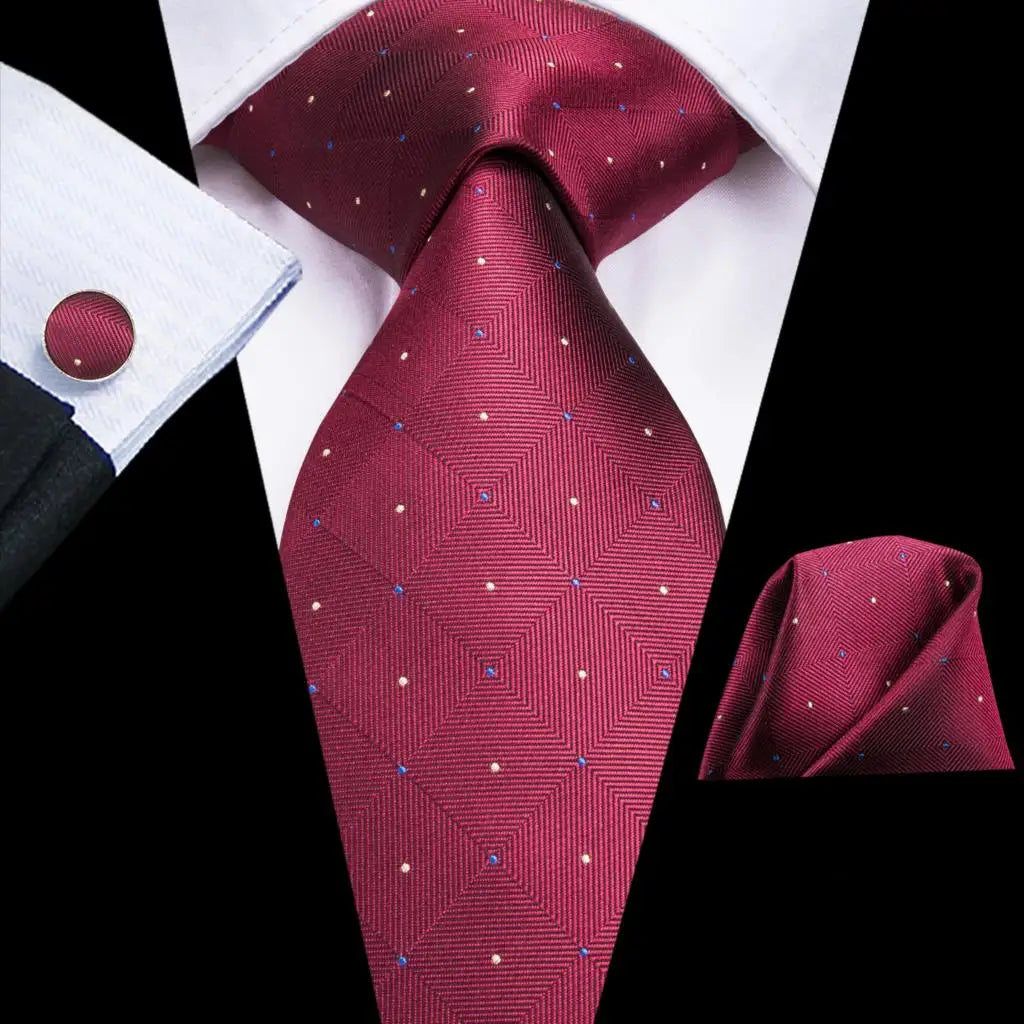 red dot diamond pattern necktie set