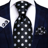 black white dot pattern necktie set