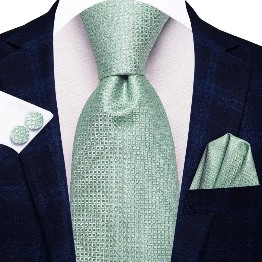 green square pattern necktie set