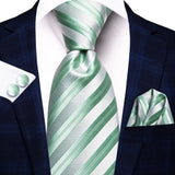 light green line pattern necktie set