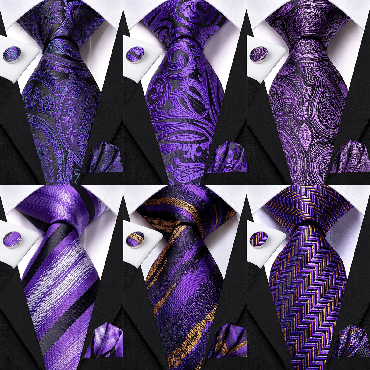 collection of purple neckties set