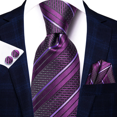 purple white dot pattern necktie set