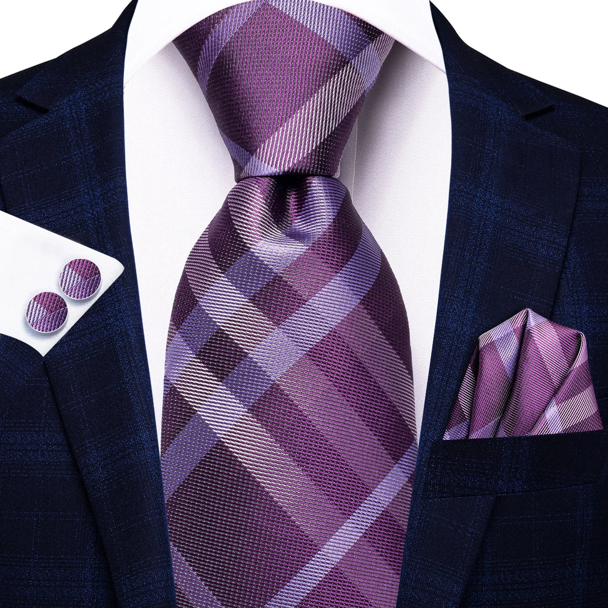 purple stripe pattern necktie set