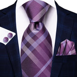 purple stripe pattern necktie set