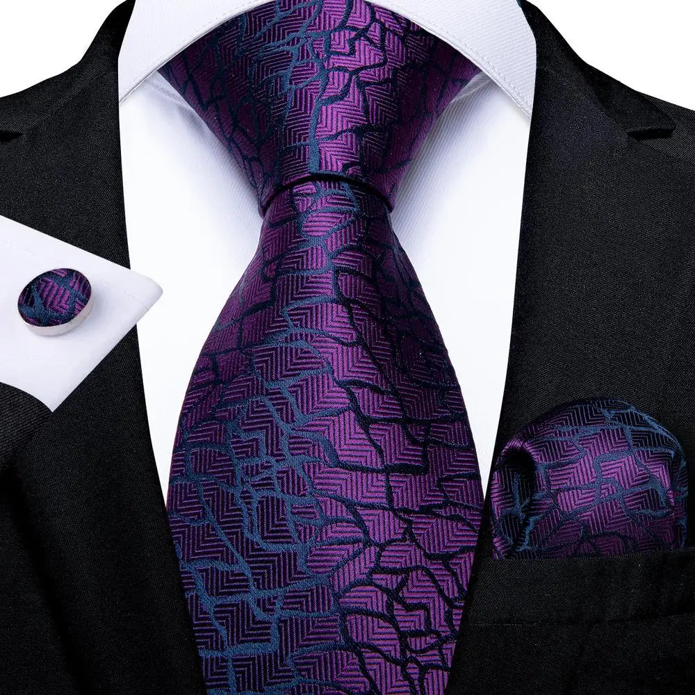 purple geometric pattern necktie set