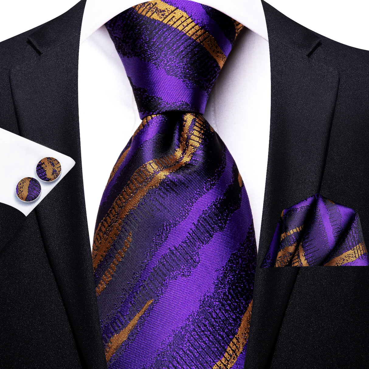 purple black gold necktie set