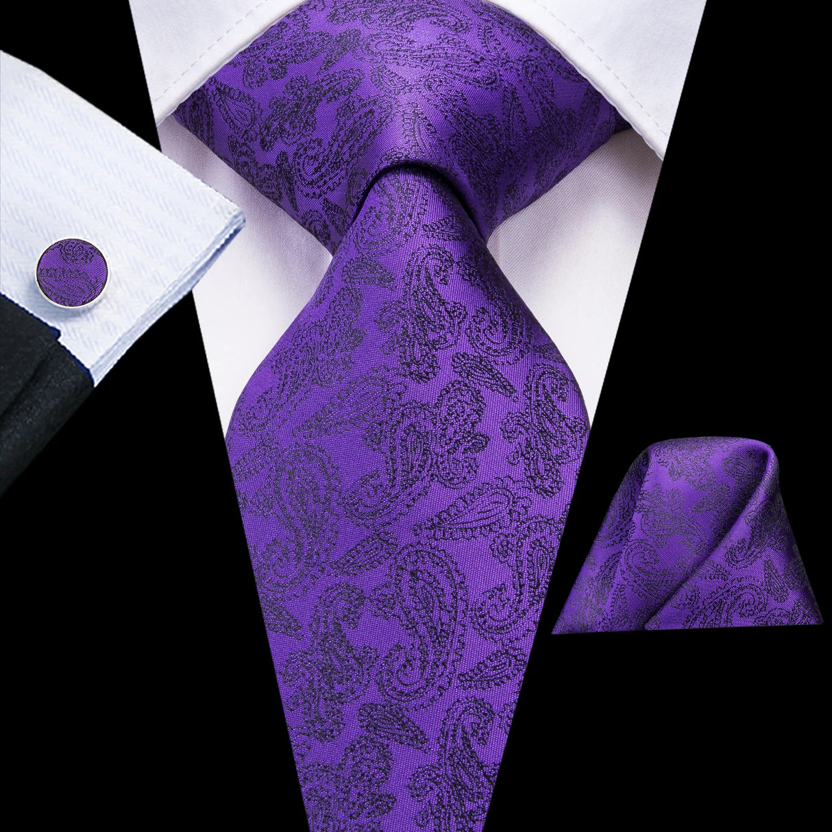 blue flower pattern necktie set