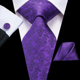 blue flower pattern necktie set