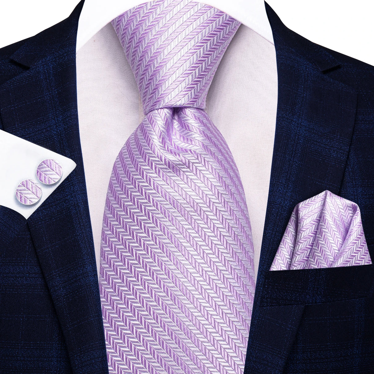 pink geometric pattern necktie set