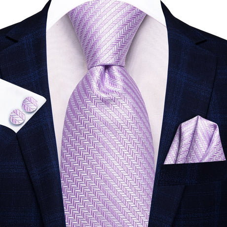 pink geometric pattern necktie set