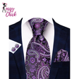 Hanky Cufflink Purple Floral Striped Paisley Silk Wedding Tie Sassy Chick Logo