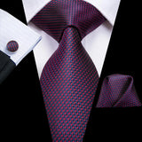 Red Hanky Cufflink Purple Floral Striped Paisley Silk Wedding Tie