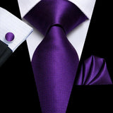 Hanky Cufflink Purple Floral Striped Paisley Silk Wedding Tie