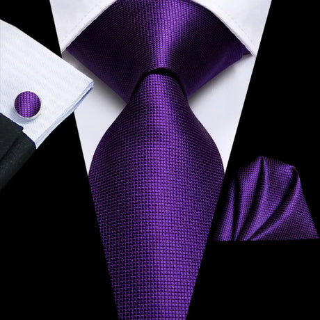 Hanky Cufflink Purple Floral Striped Paisley Silk Wedding Tie
