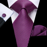Hanky Cufflink Purple Floral Striped Paisley Silk Wedding Tie