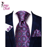 Hanky Cufflinks Purple Silk Men Tie Sassy Chick Logo