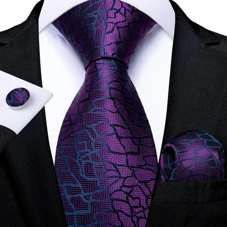 purple geometric pattern necktie set